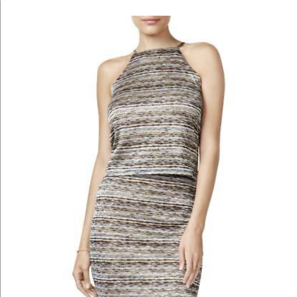 Bar III Dusty Olive Jacquard Top (XS) - Picture 1 of 12